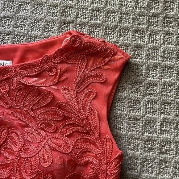 Sue Wong Womens Size 0 Coral Sleeveless Dress Designer Cocktail Embroidered NWOT - Picture 5 of 10